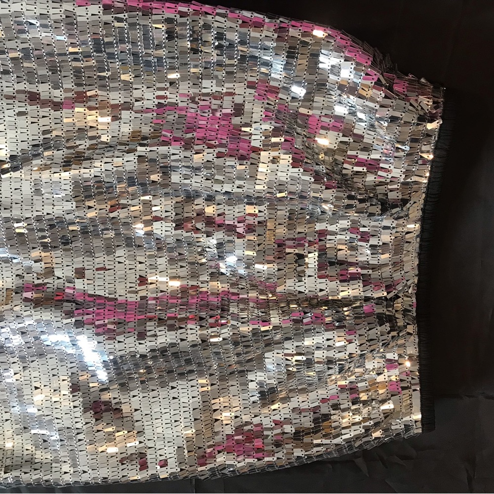 Silver Sequin Mini Skirt